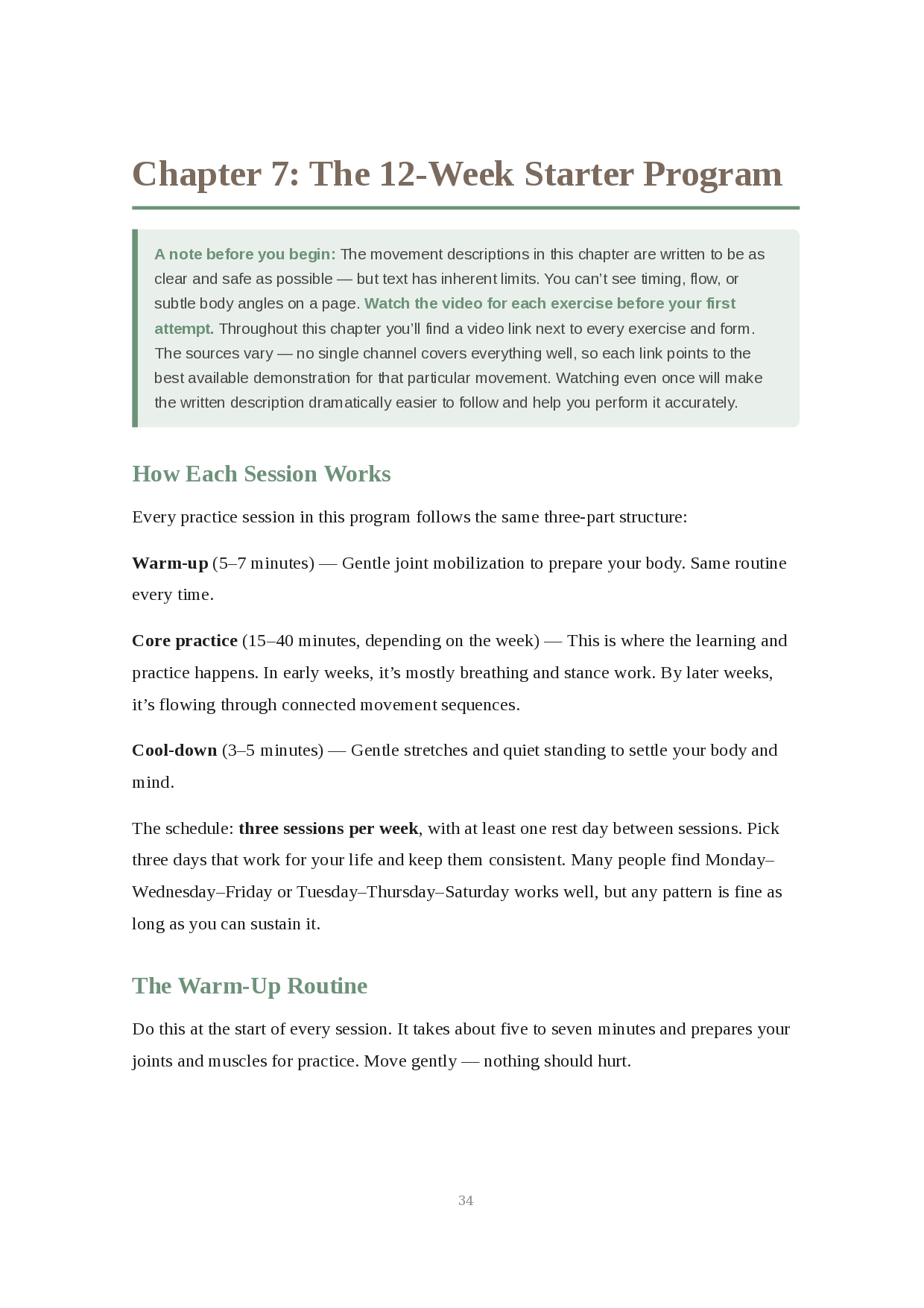12-Week Starter Program introduction page